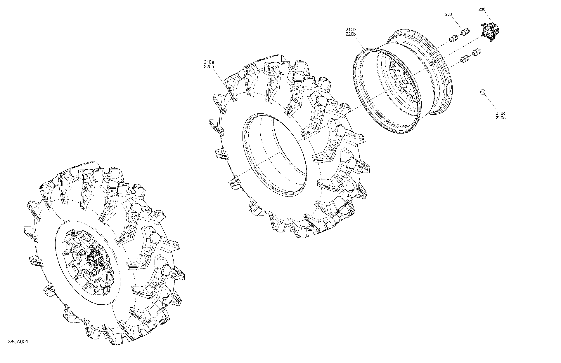 An Image of a Genuine Can-Am Parts Schematic Diagram showing the schematic - DRIVE - FRONT WHEELS - X MR