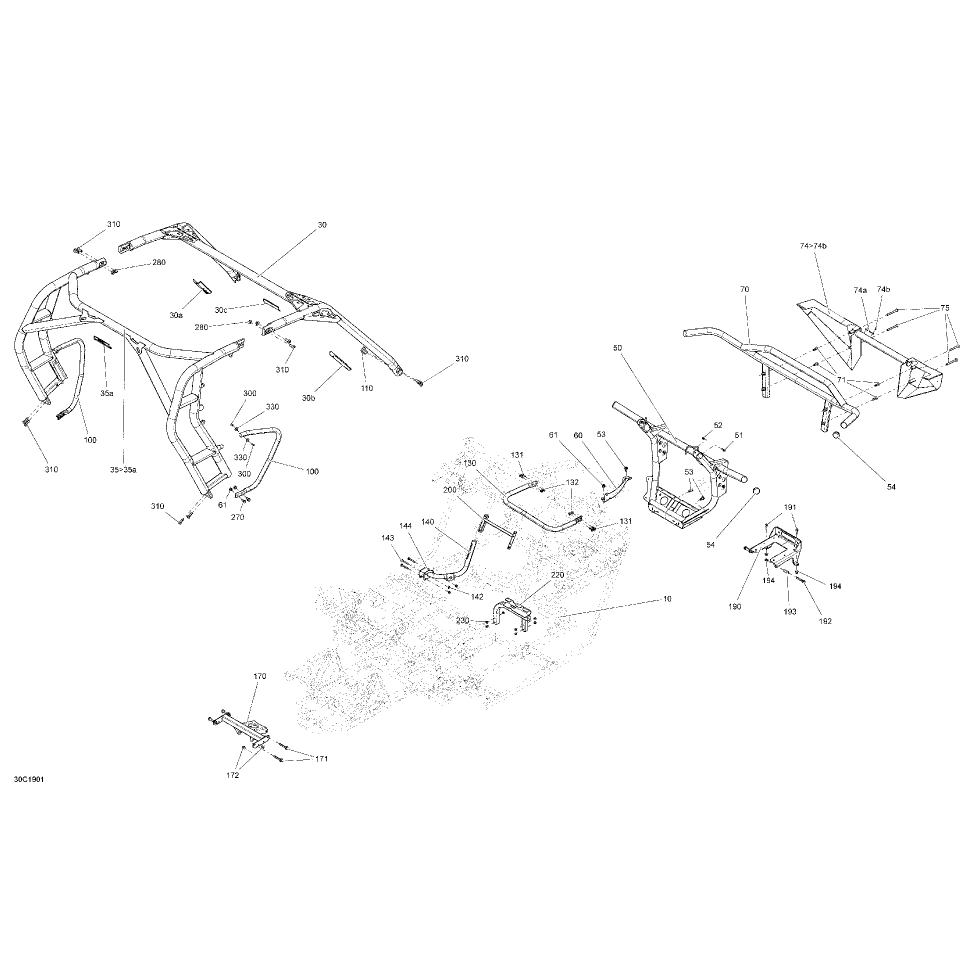 An Image of a Genuine Can-Am Parts Schematic Diagram showing the schematic - FRAME