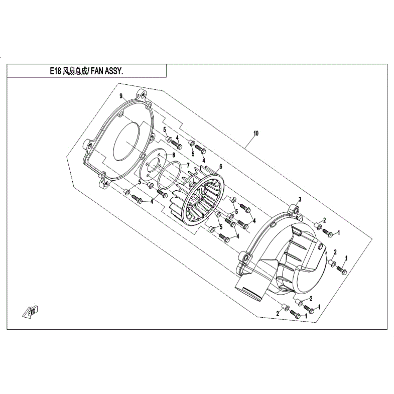 F118 Engine Fan Module CFMoto OEM Parts Schematic | FAN ASSY. - Witchdoctors