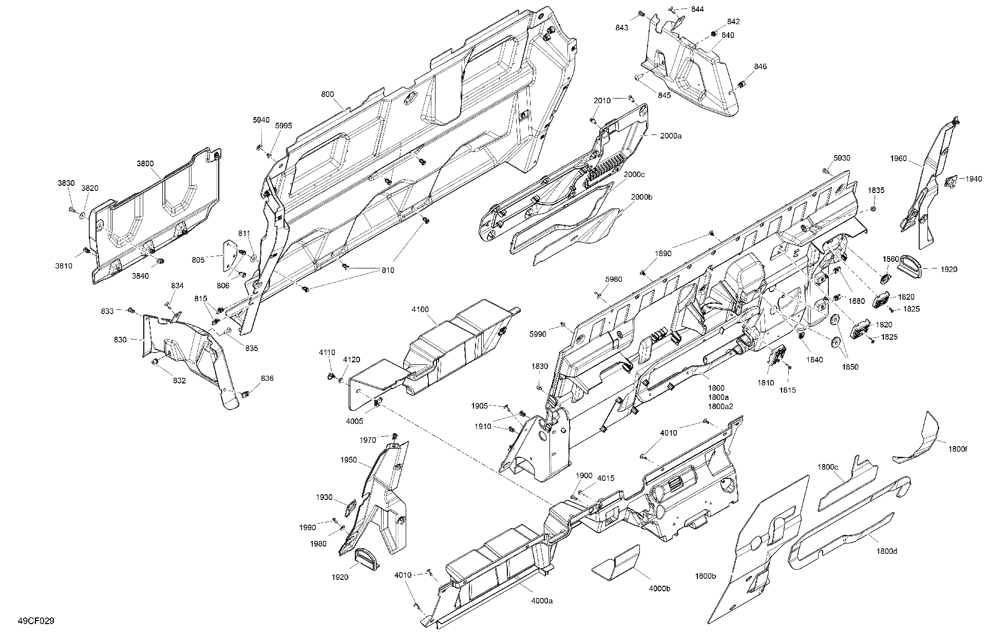 An Image of a Genuine Can-Am Parts Schematic Diagram showing the schematic - CAB INTERIOR - BACK WALL