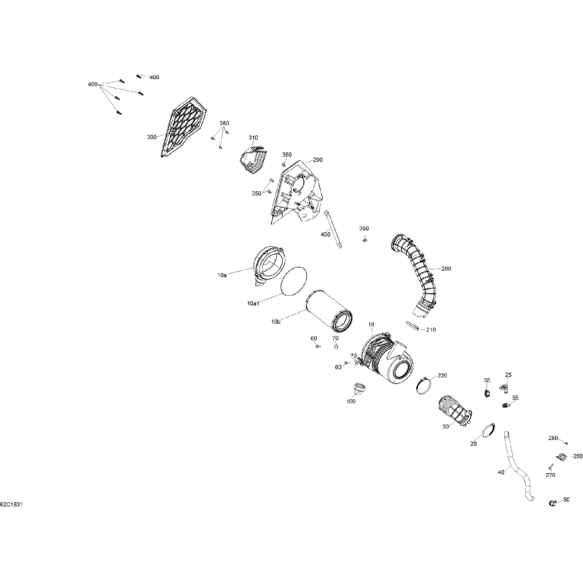 An Image of a Genuine Can-Am Parts Schematic Diagram showing the schematic - AIR INTAKE MAVERICK TRAIL
