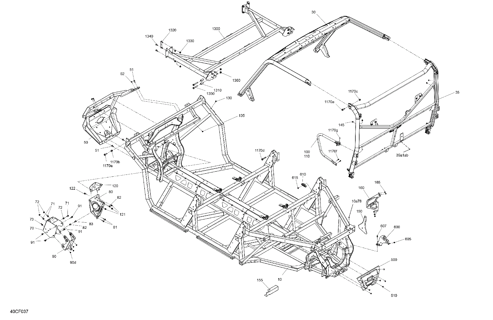 An Image of a Genuine Can-Am Parts Schematic Diagram showing the schematic - FRAME - SYSTEM