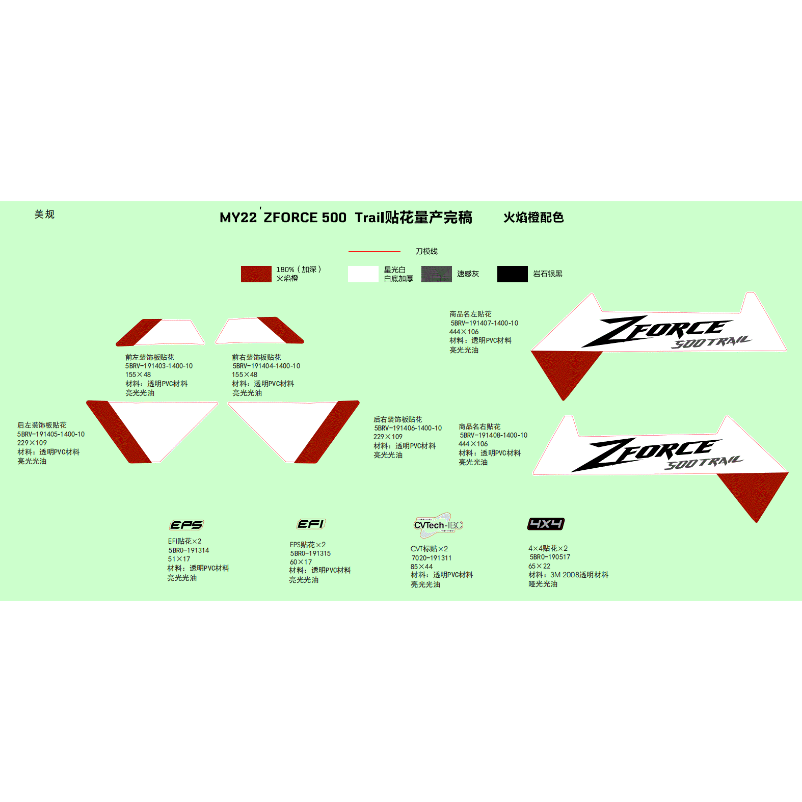 4X4 Decal by CF Moto 5BR0-190517 OEM Hardware 5BR0-190517 Northstar Polaris
