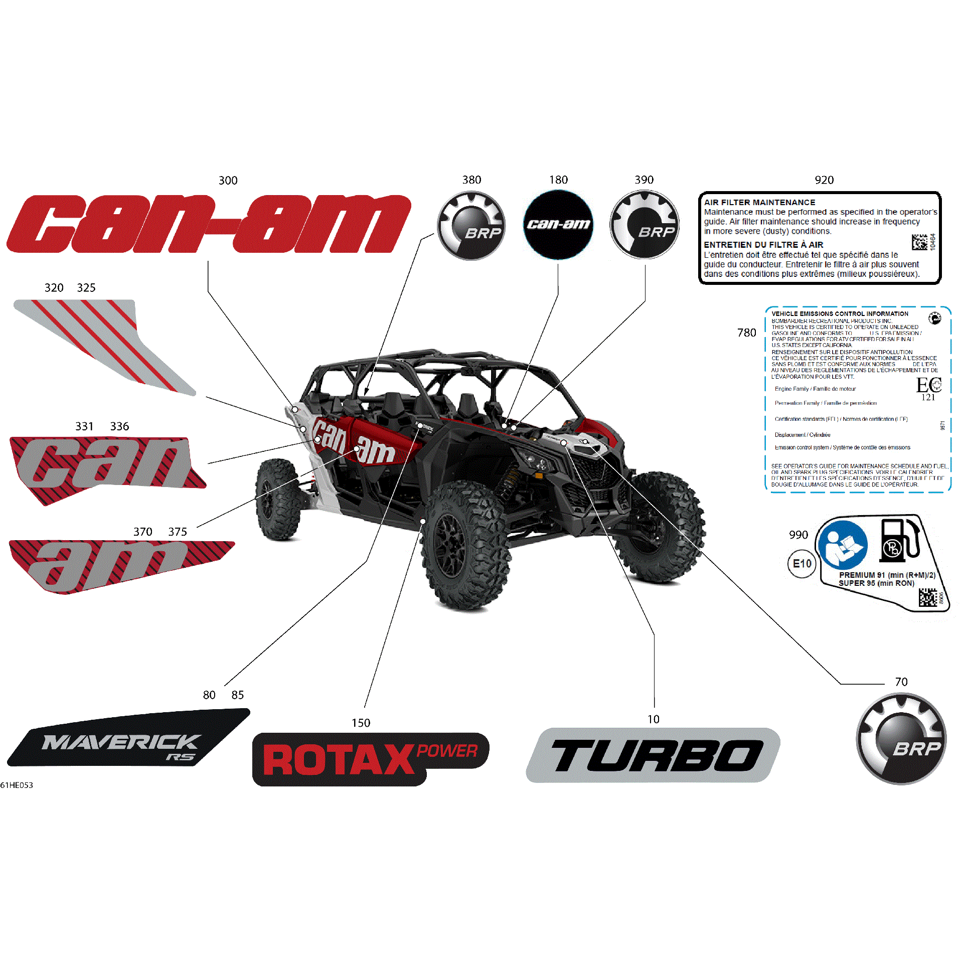 An Image of a Genuine Can-Am Parts Schematic Diagram showing the schematic - BODY - DECALS