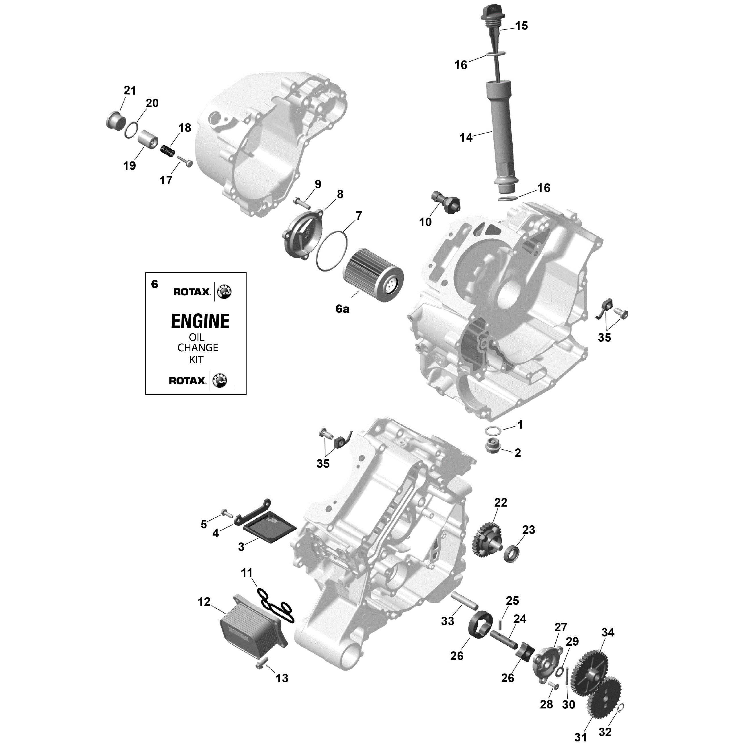 An Image of a Genuine Can-Am Parts Schematic Diagram showing the schematic - ROTAX - ENGINE LUBRICATION