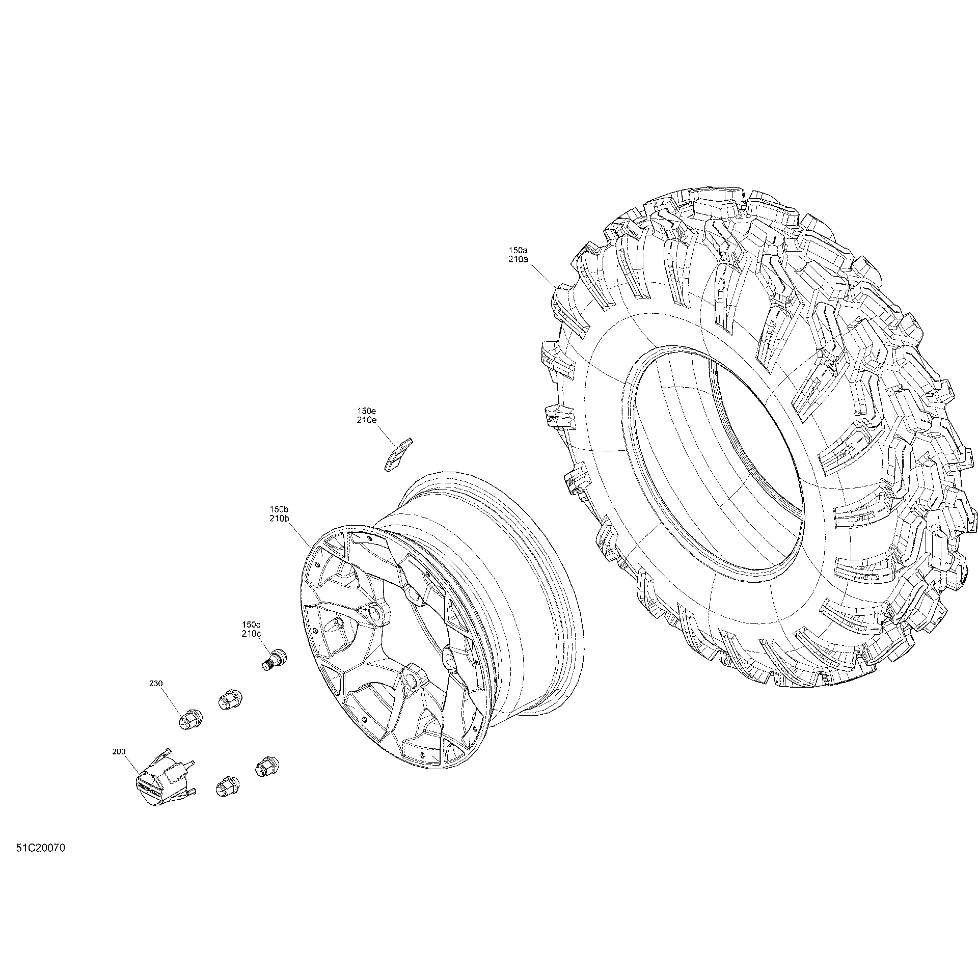 An Image of a Genuine Can-Am Parts Schematic Diagram showing the schematic - WHEELS - DPS