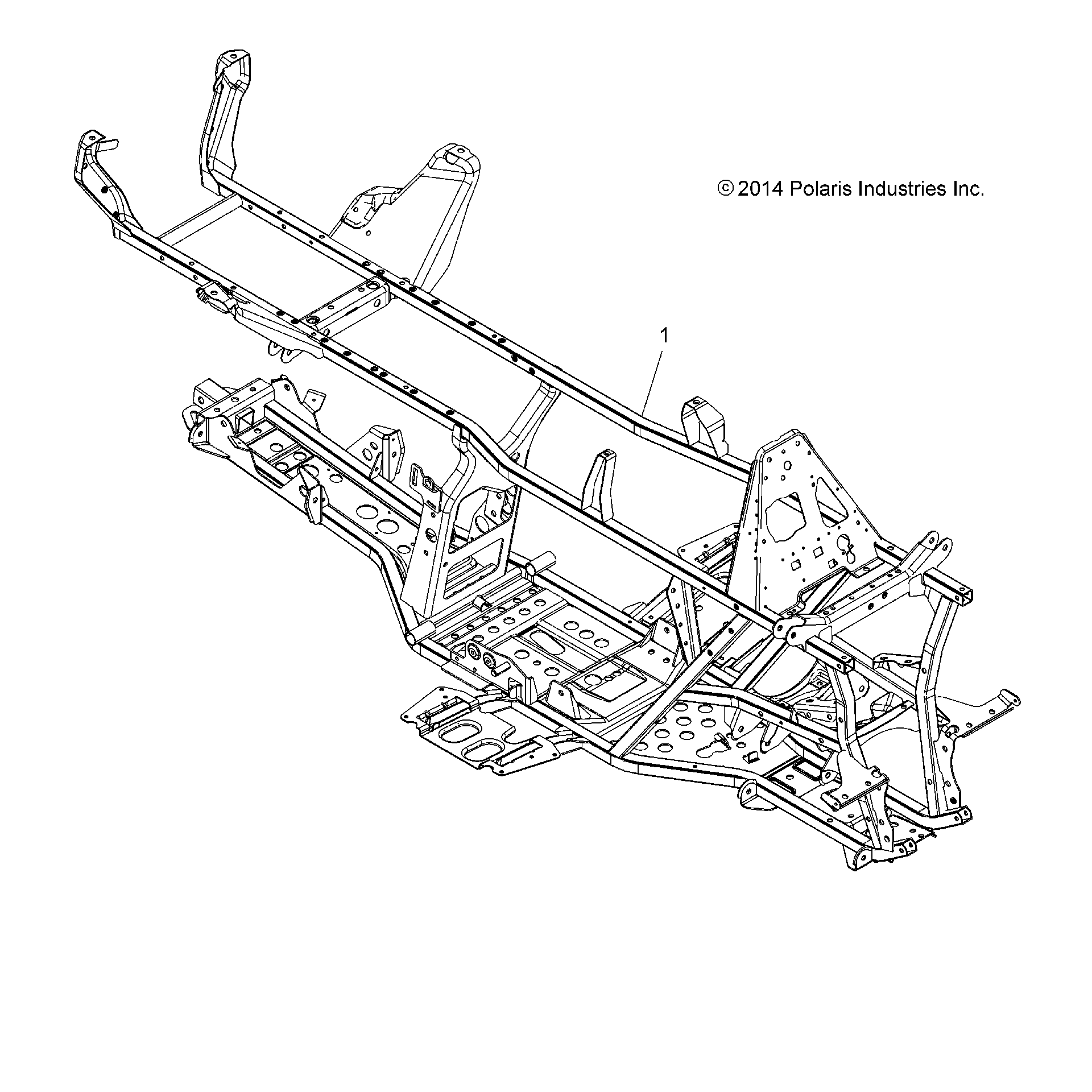 An Image of a Genuine Polaris Parts Schematic Diagram showing the schematic - CHASSIS: FRAME - 2015 POLARIS SPORTSMAN TOURING 570 SP