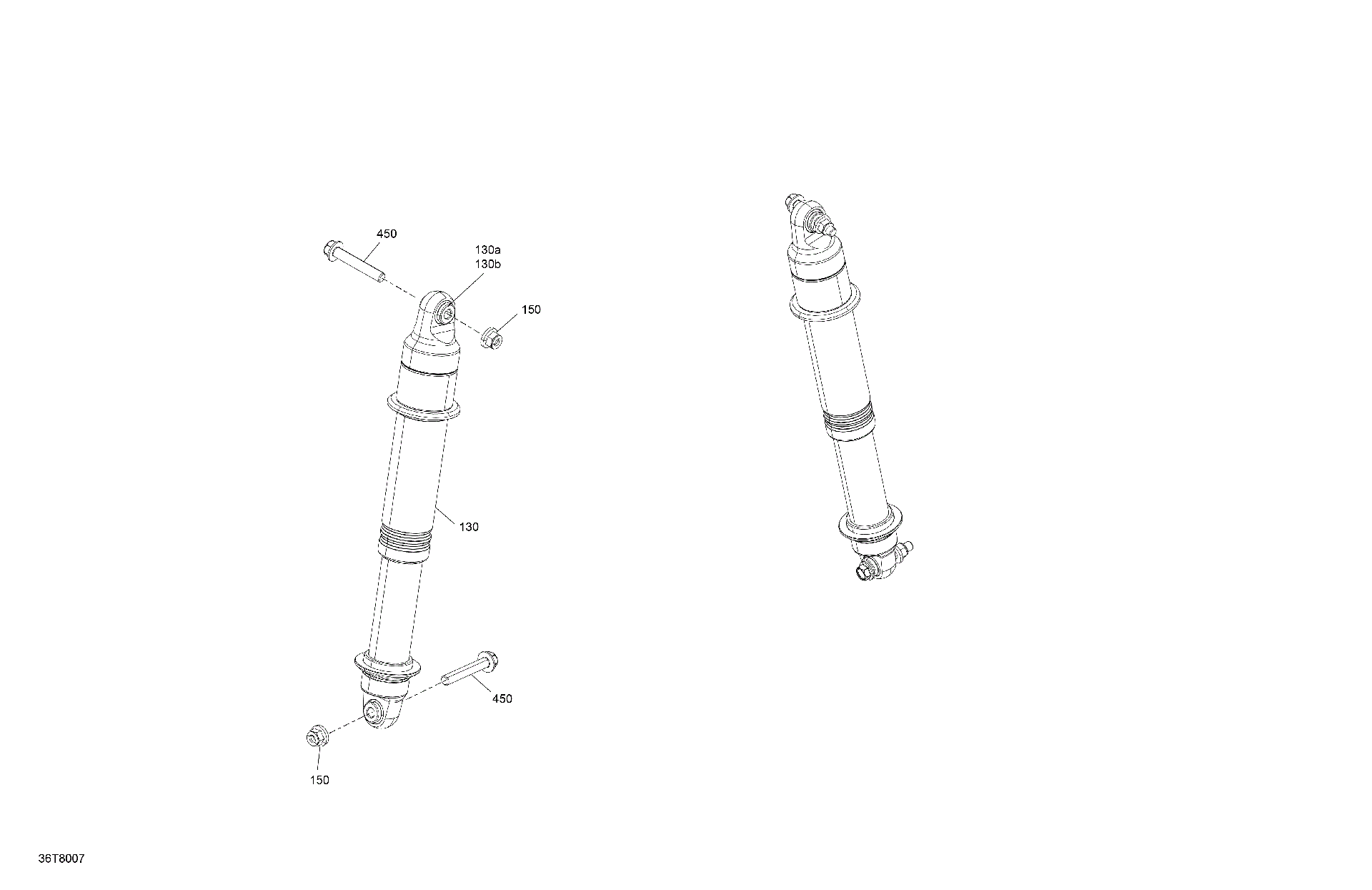 An Image of a Genuine Can-Am Parts Schematic Diagram showing the schematic - SUSPENSION - REAR SHOCKS