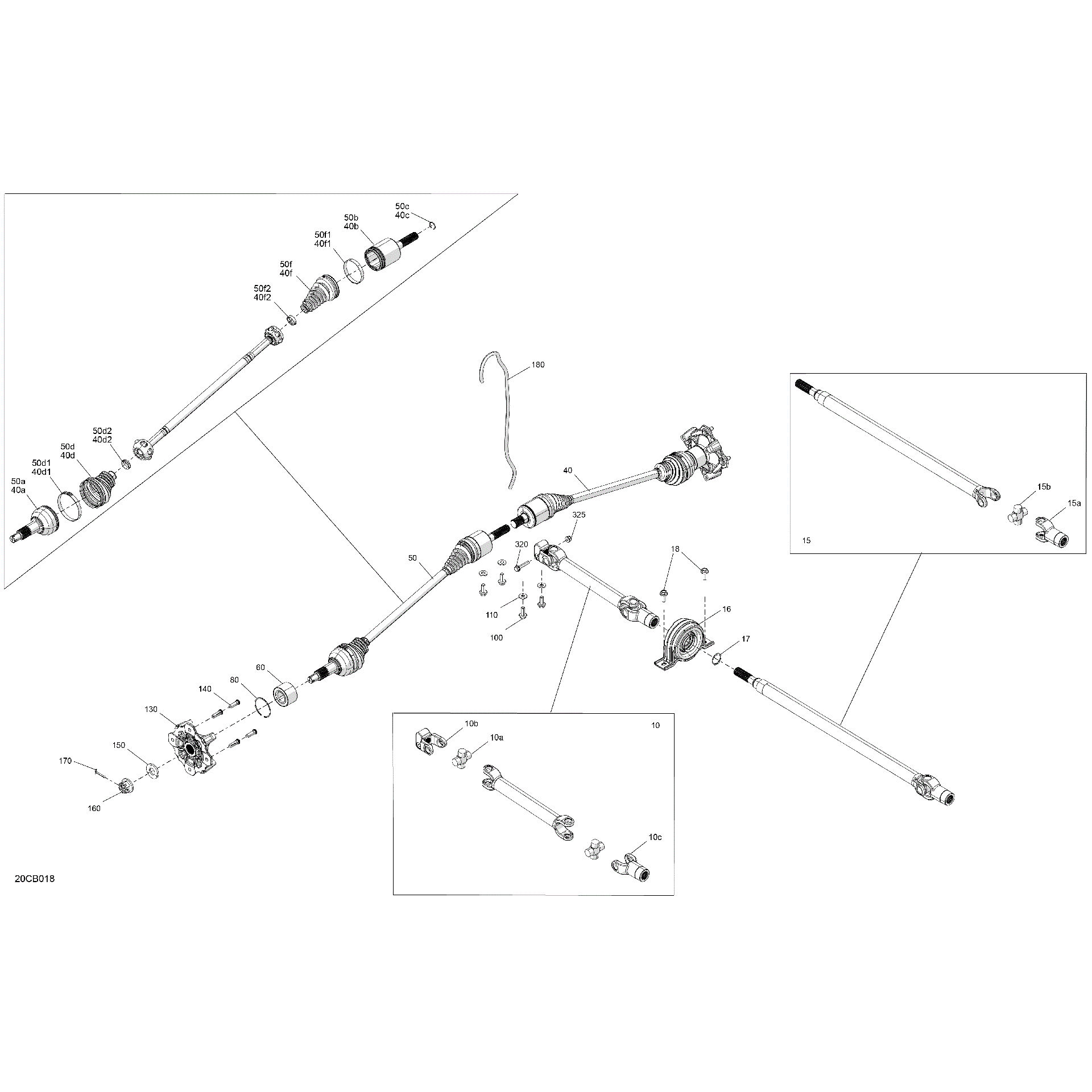 An Image of a Genuine Can-Am Parts Schematic Diagram showing the schematic - DRIVE - FRONT - COMMON PARTS