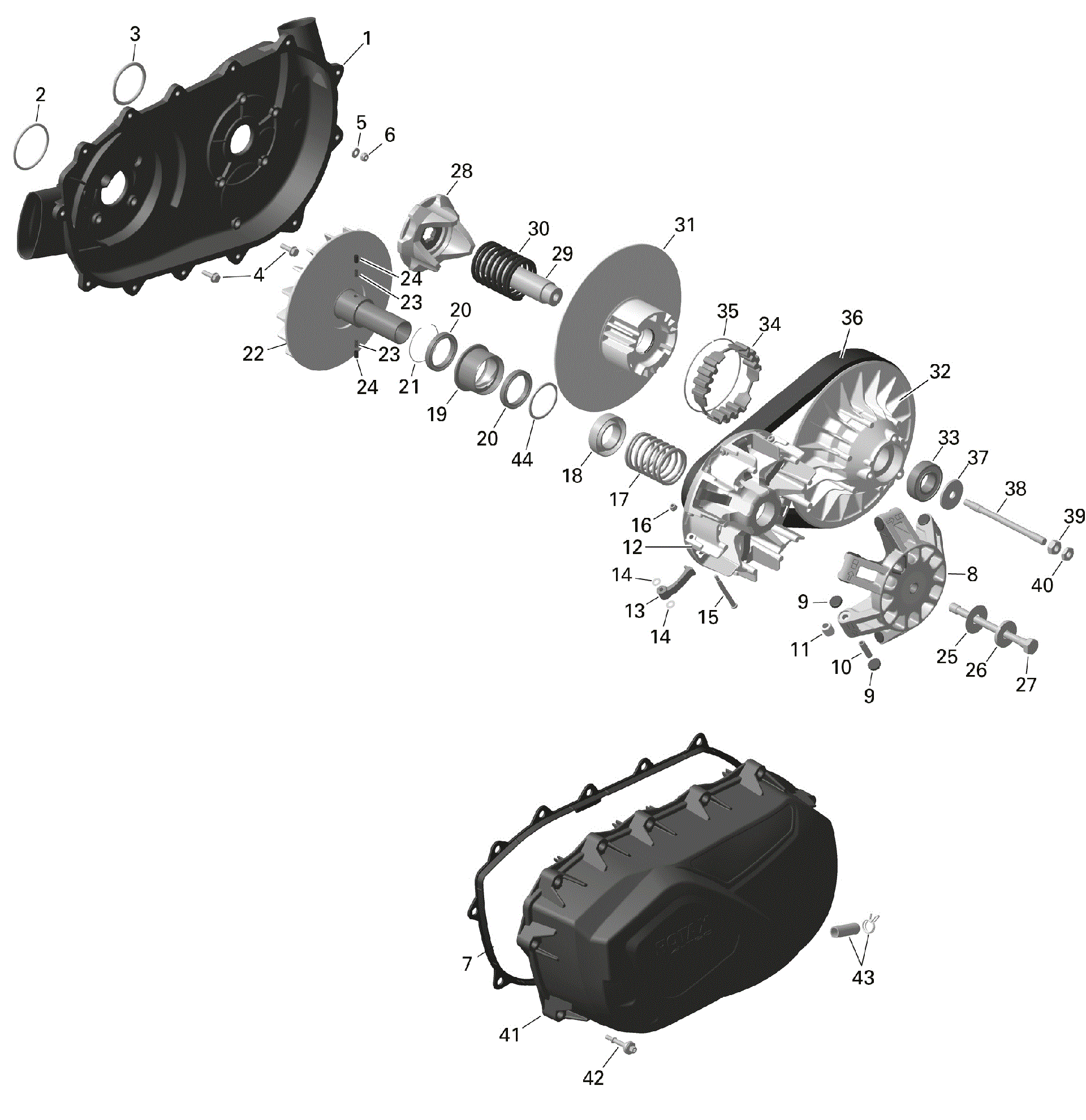 An Image of a Genuine Can-Am Parts Schematic Diagram showing the schematic - ROTAX - CVT