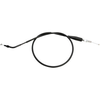 The Kawasaki Black Vinyl Throttle Cable 34" by Moose Offroad features a flexible, coiled black sheath, metal end fittings, and a pre-lubricated nylon inner sleeve for smooth throttle operation on bicycles or motorcycles.