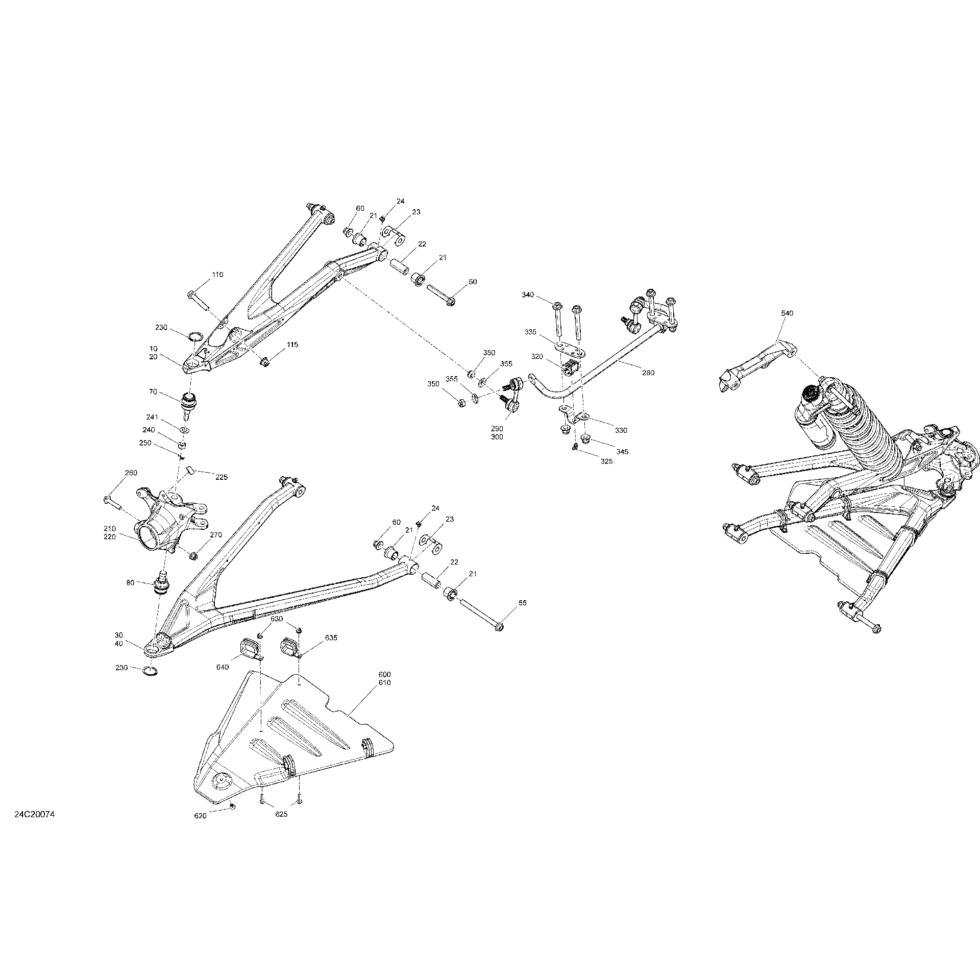 An Image of a Genuine Can-Am Parts Schematic Diagram showing the schematic - FRONT SUSPENSION