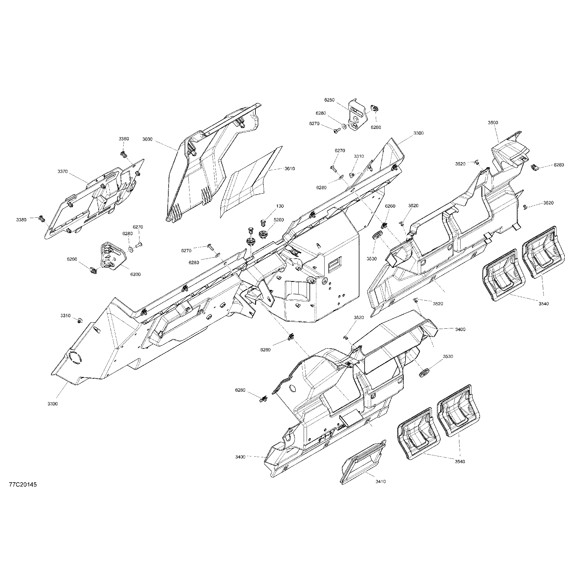 An Image of a Genuine Can-Am Parts Schematic Diagram showing the schematic - CAB INTERIOR - BACK WALL SECTION