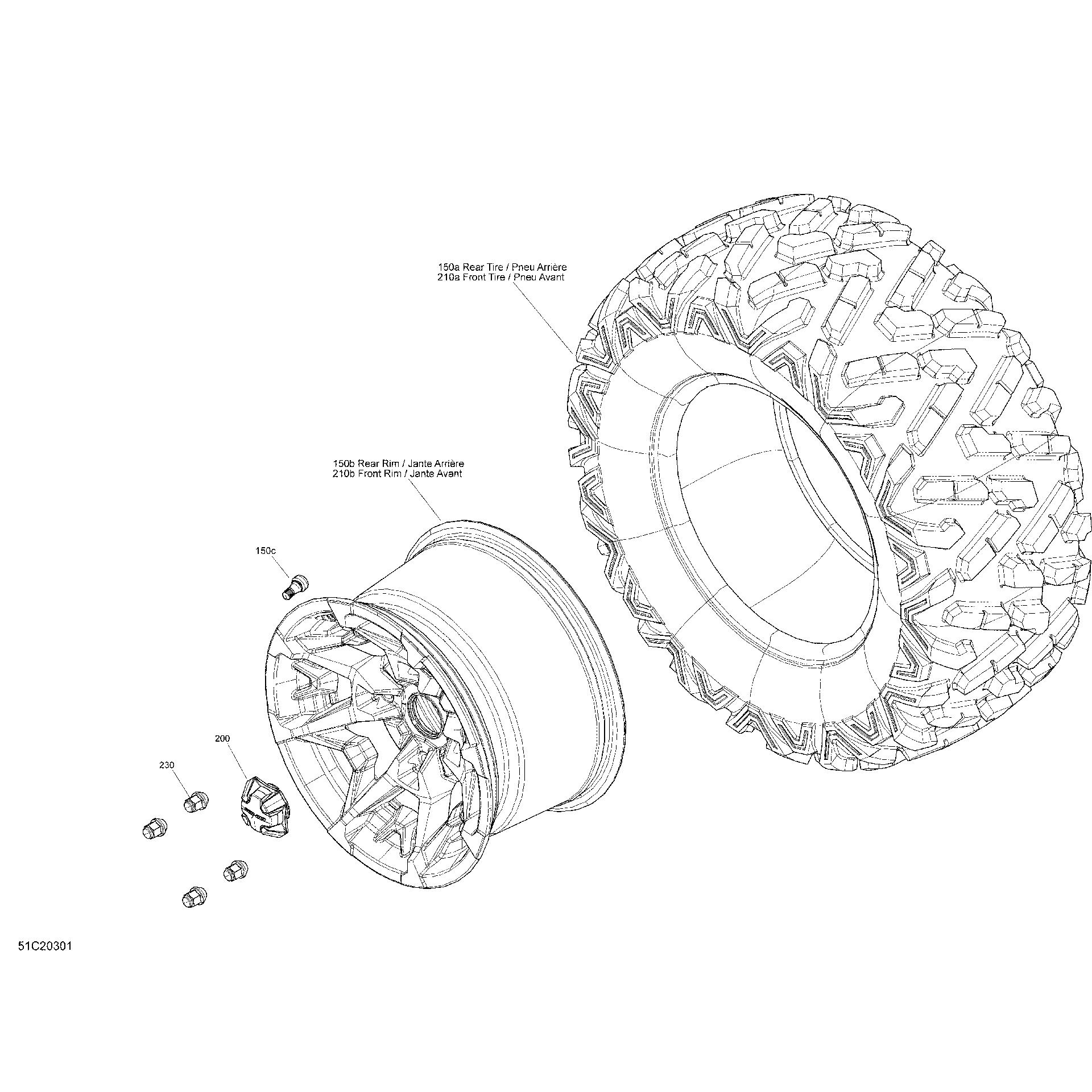 An Image of a Genuine Can-Am Parts Schematic Diagram showing the schematic - ENTRA├«NEMENT - ROUES - XT