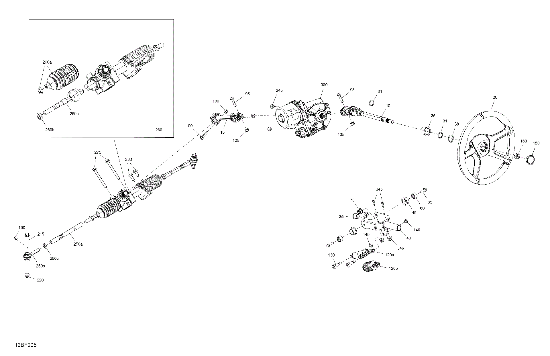 An Image of a Genuine Can-Am Parts Schematic Diagram showing the schematic - MECHANIC - STEERING