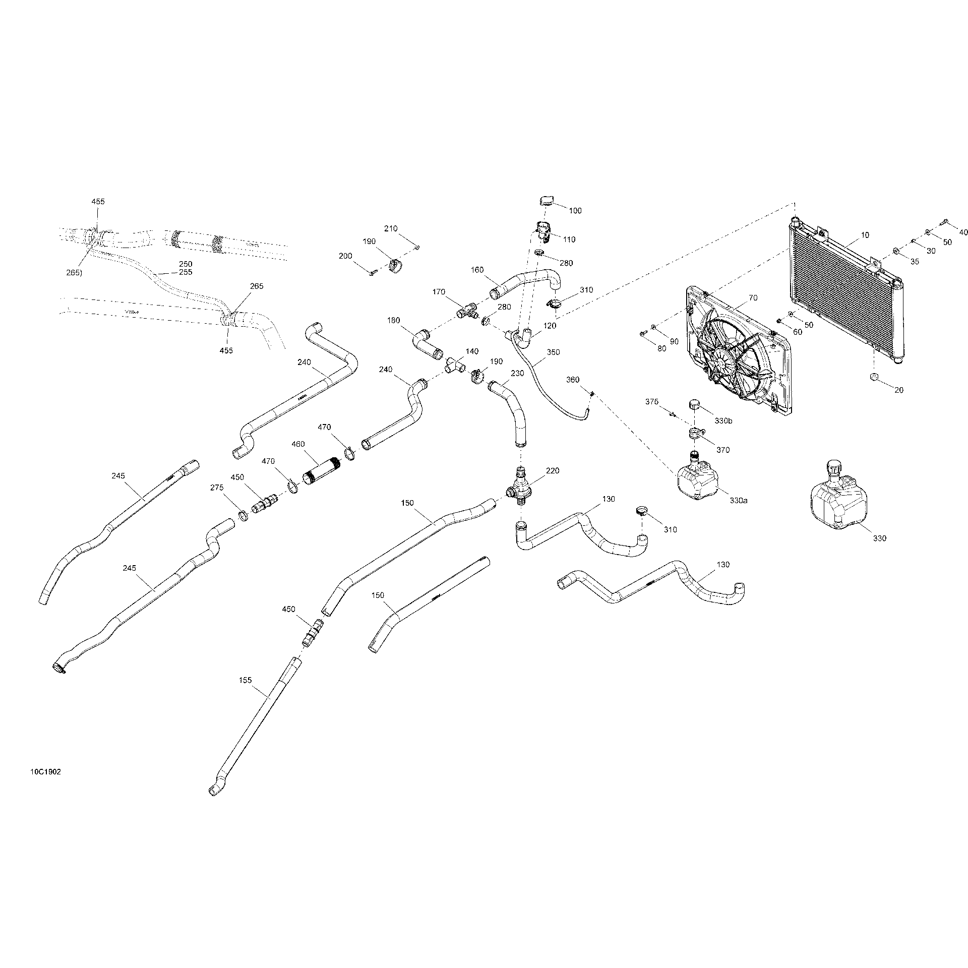 An Image of a Genuine Can-Am Parts Schematic Diagram showing the schematic - COOLING - 800R EFI