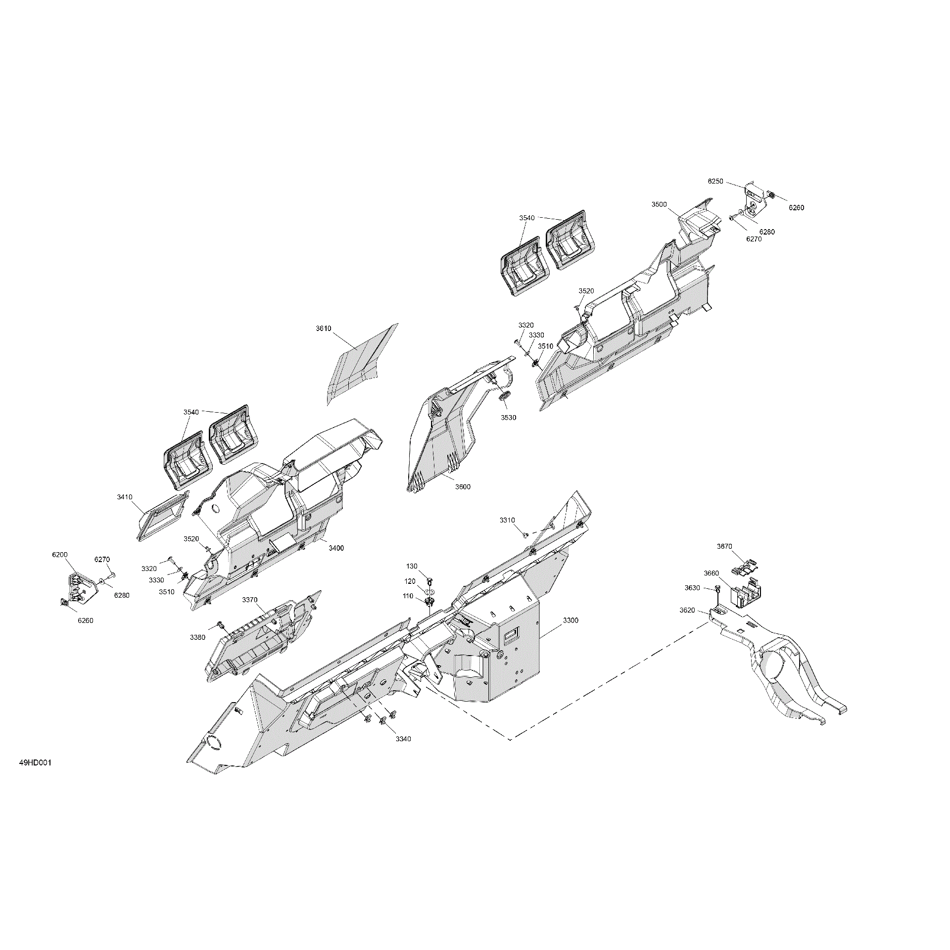 An Image of a Genuine Can-Am Parts Schematic Diagram showing the schematic - CAB INTERIOR - BACK WALL