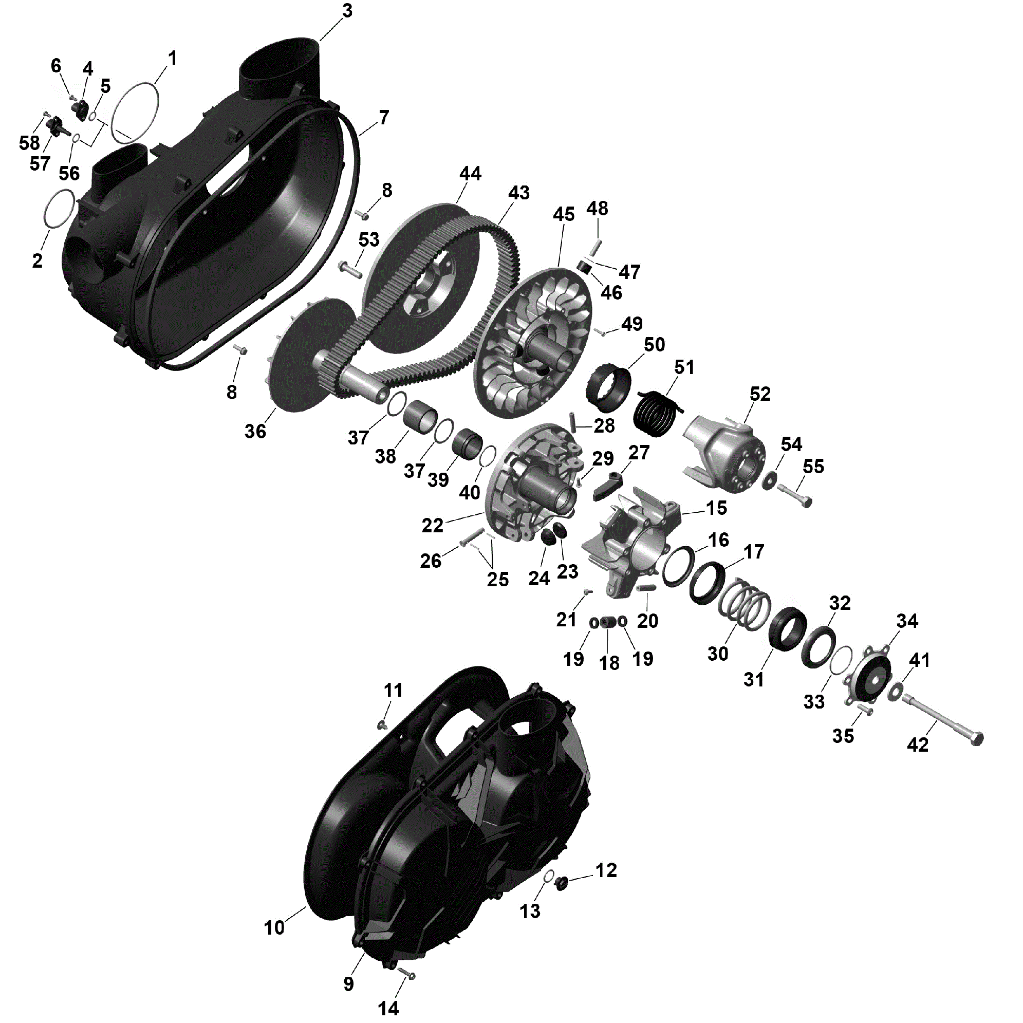 An Image of a Genuine Can-Am Parts Schematic Diagram showing the schematic - ROTAX - CVT