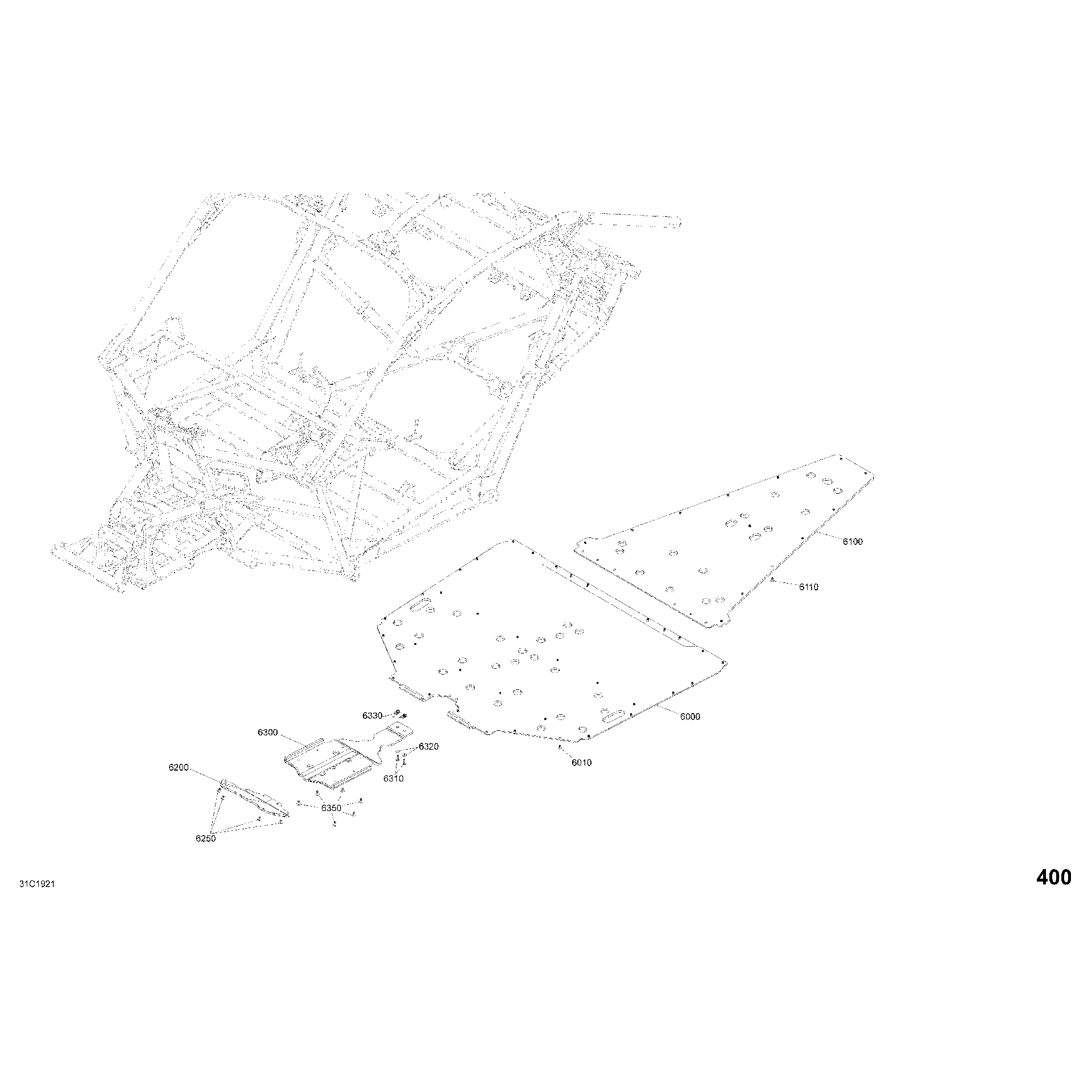 An Image of a Genuine Can-Am Parts Schematic Diagram showing the schematic - BODY - FLOOR SECTION - CARBON BLACK