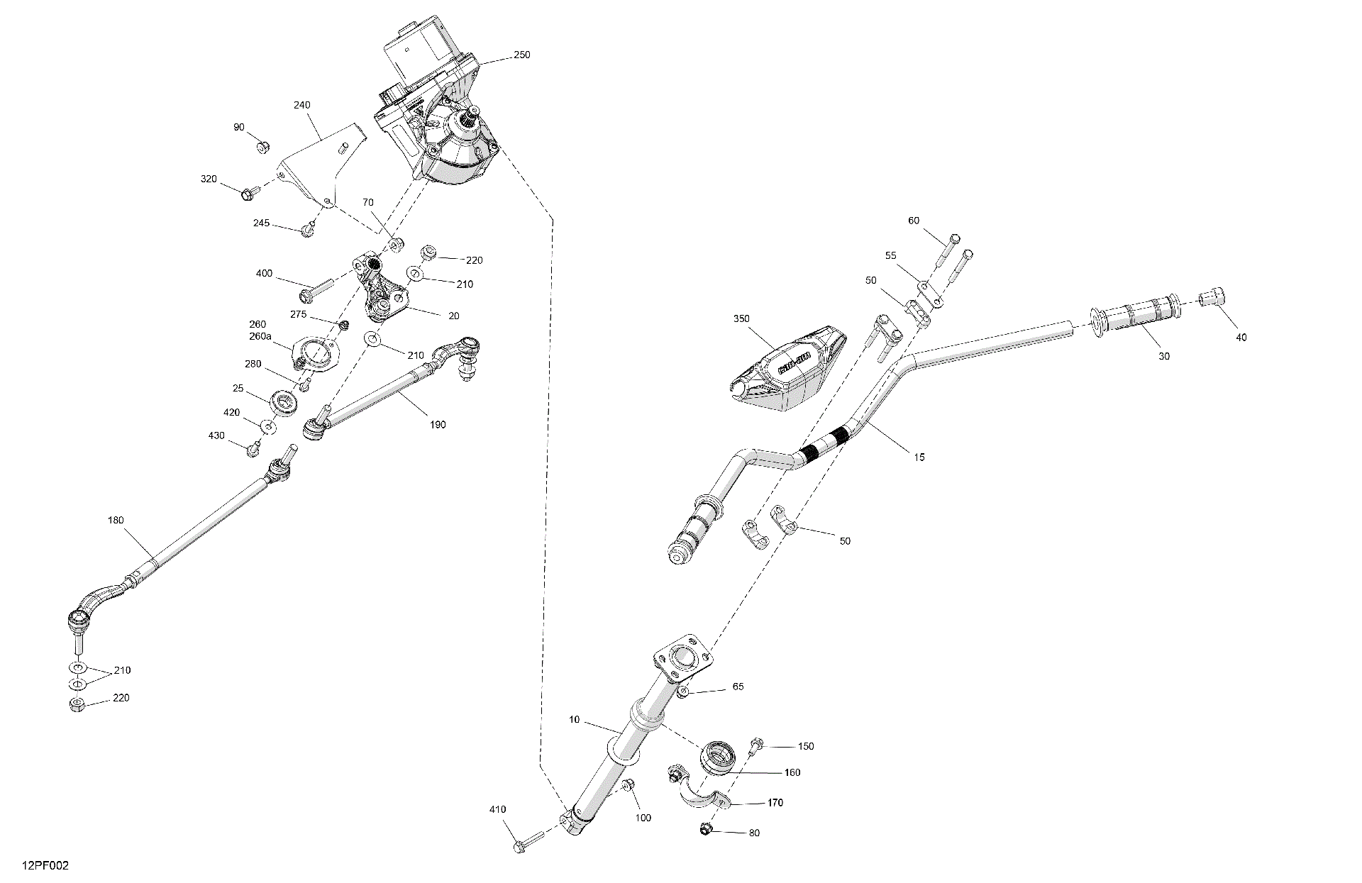 An Image of a Genuine Can-Am Parts Schematic Diagram showing the schematic - MECHANIC - STEERING