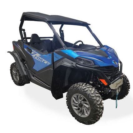 The CFMOTO Z-Force 800 / 950 Trail Over Fenders (Set of 4) by Spike are durable black HMW haircell polyethylene panels, CNC 5-axis router-cut, designed for secure fit and extra protection when off-roading your utility vehicle on tough terrain.