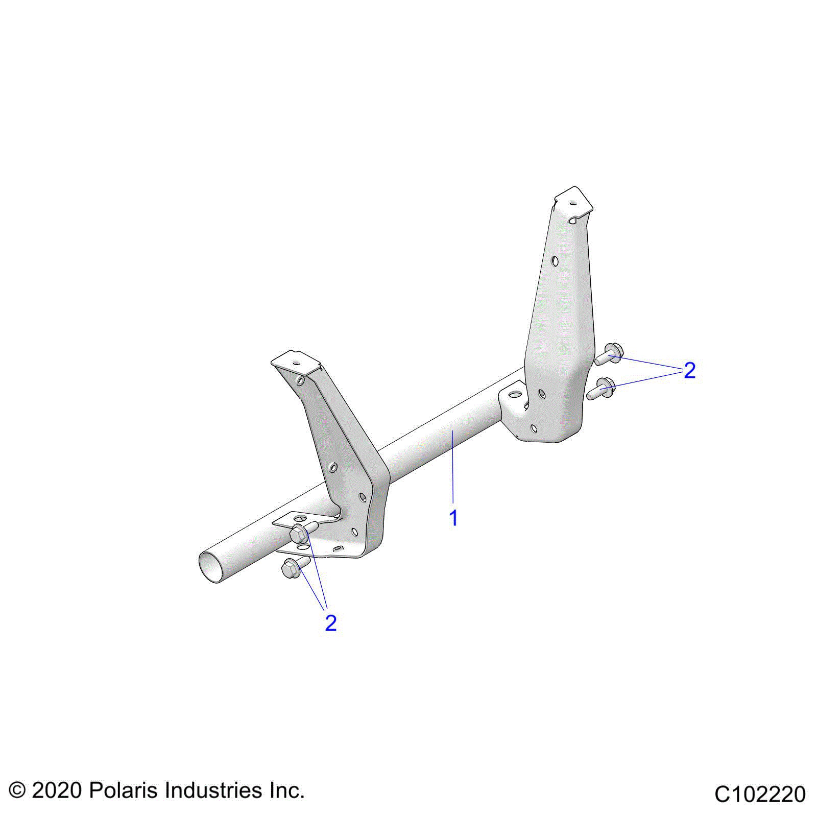 An Image of a Genuine Polaris Parts Schematic Diagram showing the schematic - BODY: REAR RACK SUPPORT - 2022 POLARIS SPORTSMAN 850 HIGH LIFTER