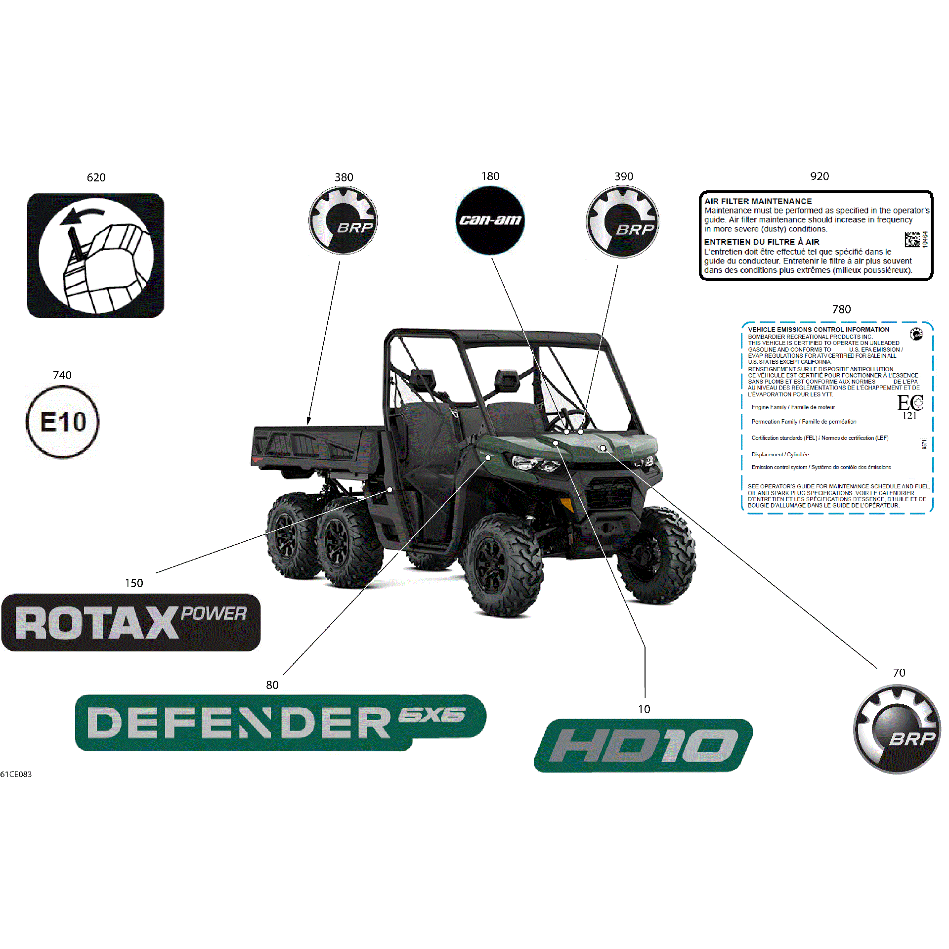 An Image of a Genuine Can-Am Parts Schematic Diagram showing the schematic - BODY - DECALS