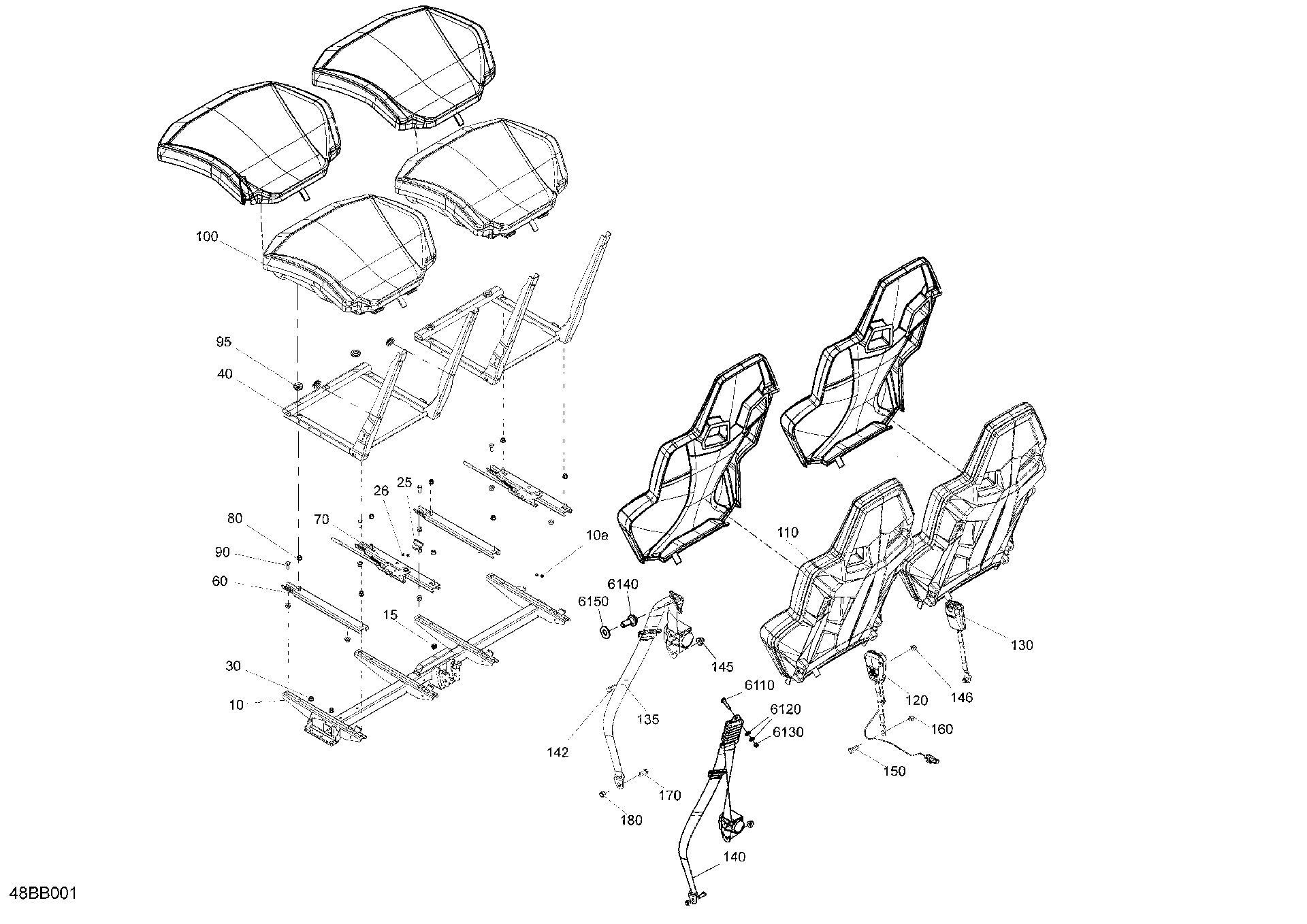 An Image of a Genuine Can-Am Parts Schematic Diagram showing the schematic - BODY - SEAT