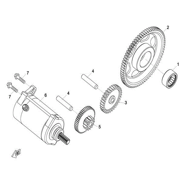 An Image of a Genuine CFMOTO Parts Schematic Diagram showing the schematic - STARTER MOTOR - 2016 CFMOTO UFORCE 800
