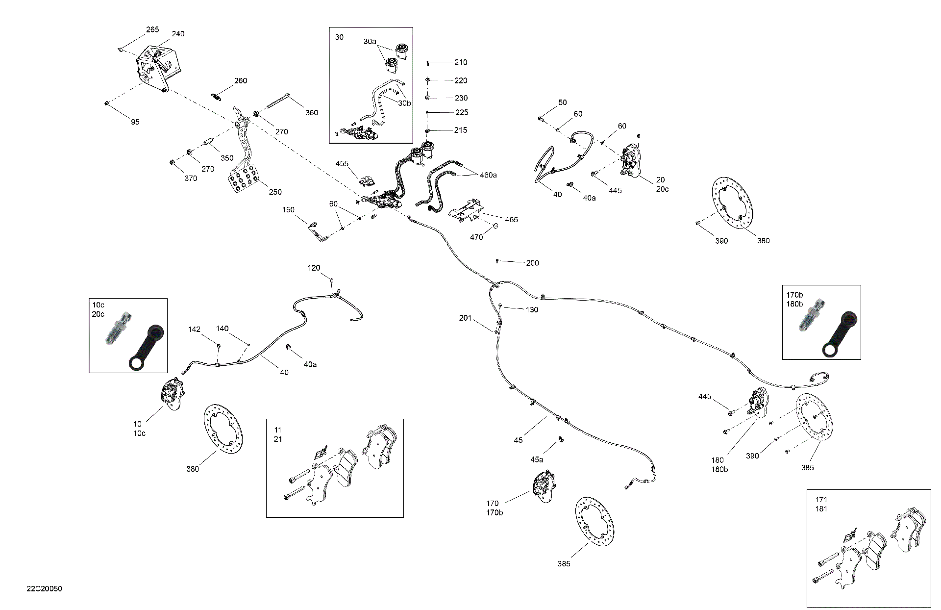 An Image of a Genuine Can-Am Parts Schematic Diagram showing the schematic - BRAKES