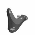 Silver metal foot peg mount with smooth curves and two cylindrical attachment points.