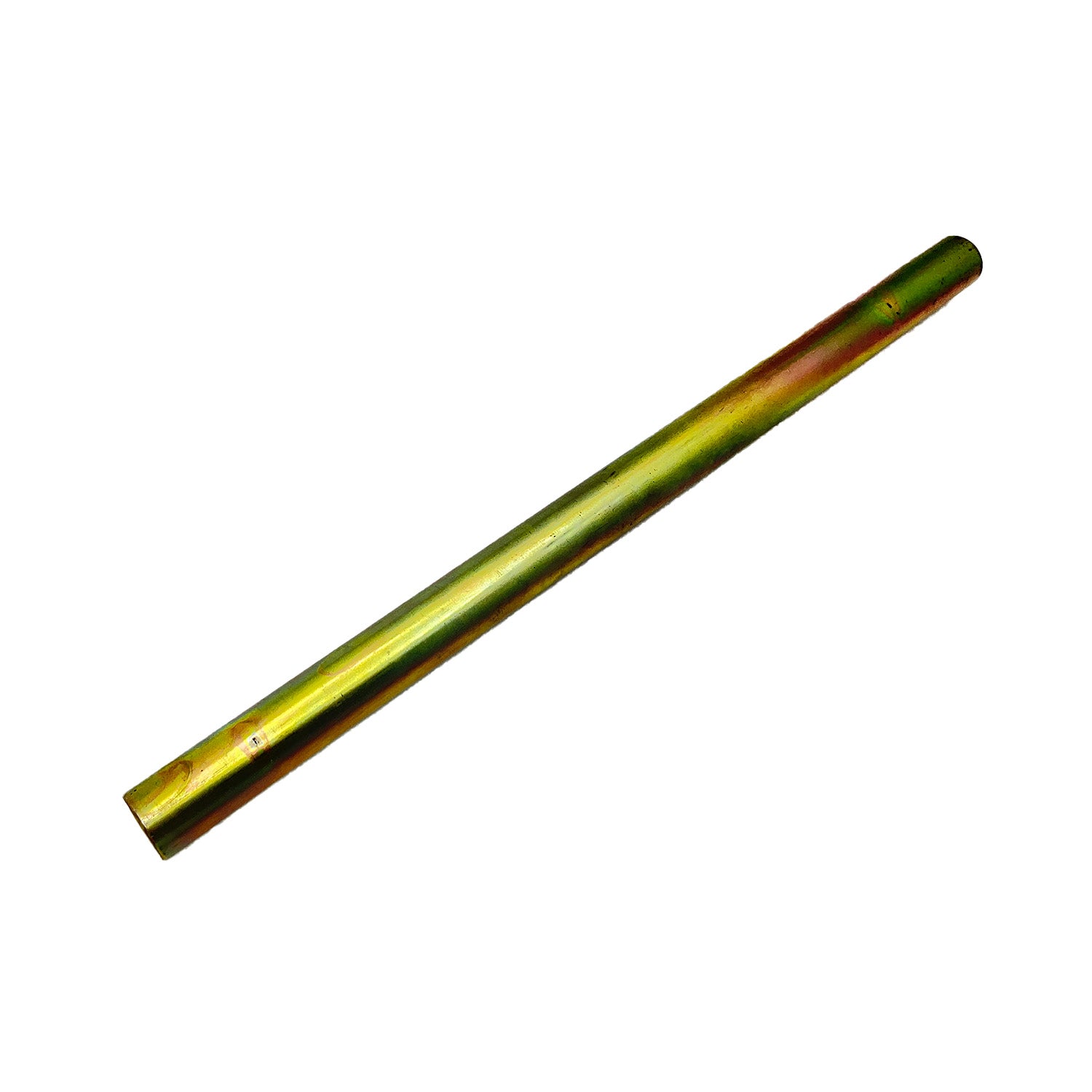 Gold-toned metal cylindrical A-arm shaft with smooth surface and hollow ends for Polaris UTVs.