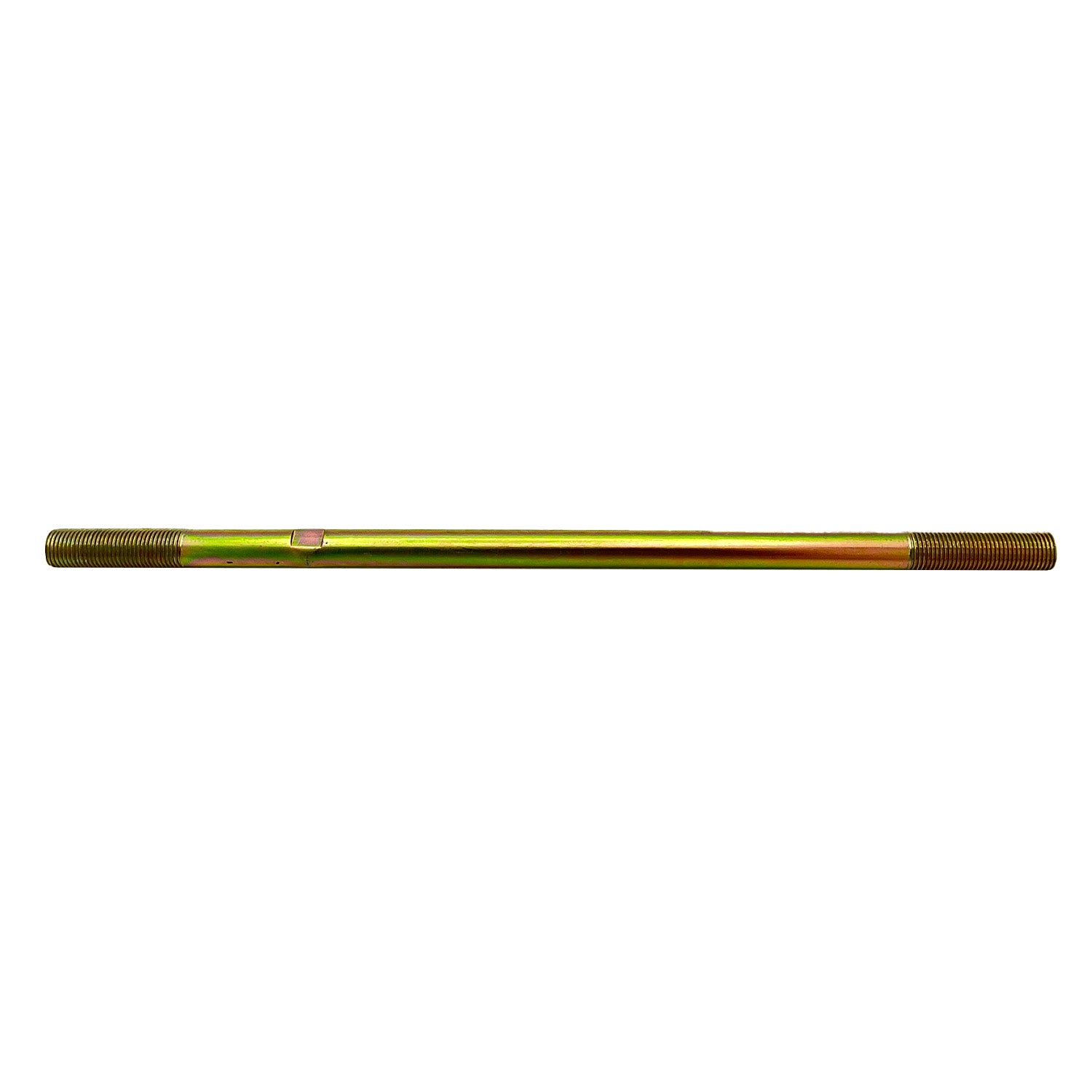 Long metallic tie rod with a gold finish and threaded ends on both sides.