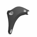 Matte black curved metal foot peg mount with two mounting holes and a recessed cutout on one side.