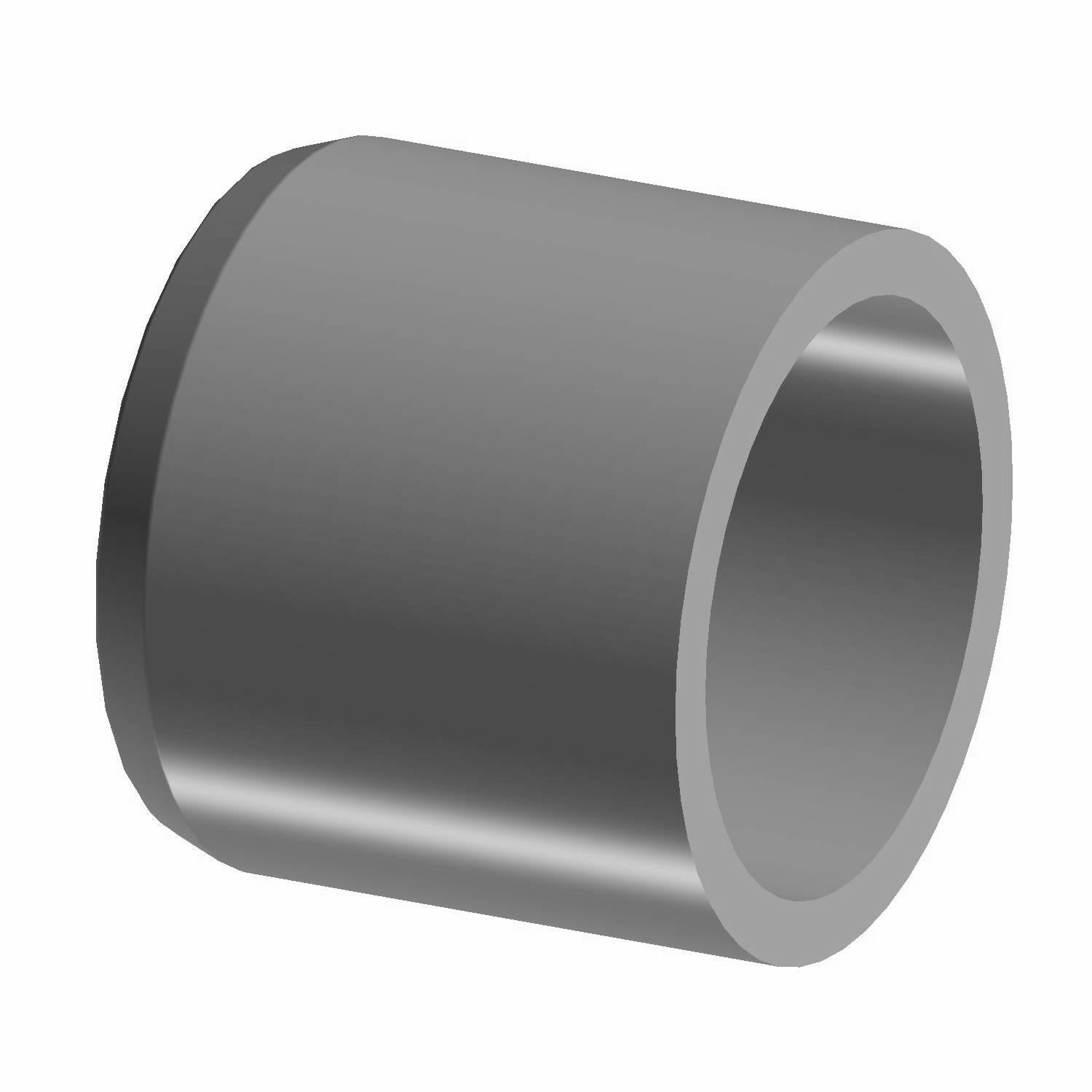 Gray cylindrical metal brake caliper piston with hollow center and smooth surface.