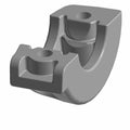 Chrome-finished metal mirror bracket cap with curved design and mounting holes.