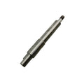 Metal oil and water pump shaft with stepped cylindrical design and threaded end.