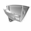 Silver metallic lower headlight bucket with curved design and mounting points.