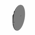 Chrome round cam cover badge with smooth surface and central mounting hole.