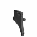 Black metal foot peg mount with rounded edges and cylindrical attachment point.