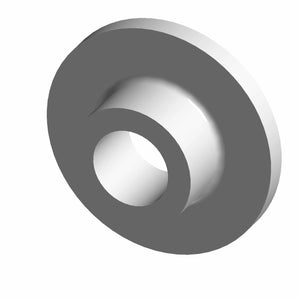 3D rendering of a metallic Ferrule, Hinge, Trunk by Polaris—featuring a wide outer diameter and large central hole—often used in OEM Victory Polaris parts, displayed at an angle on a white background.