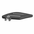 Black left-side passenger floorboard with mini-texture, metal mounting brackets, rectangular shape with rounded edges.