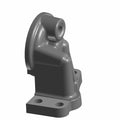 Gray machined metal oil filter adapter with mounting holes and cylindrical connection point.