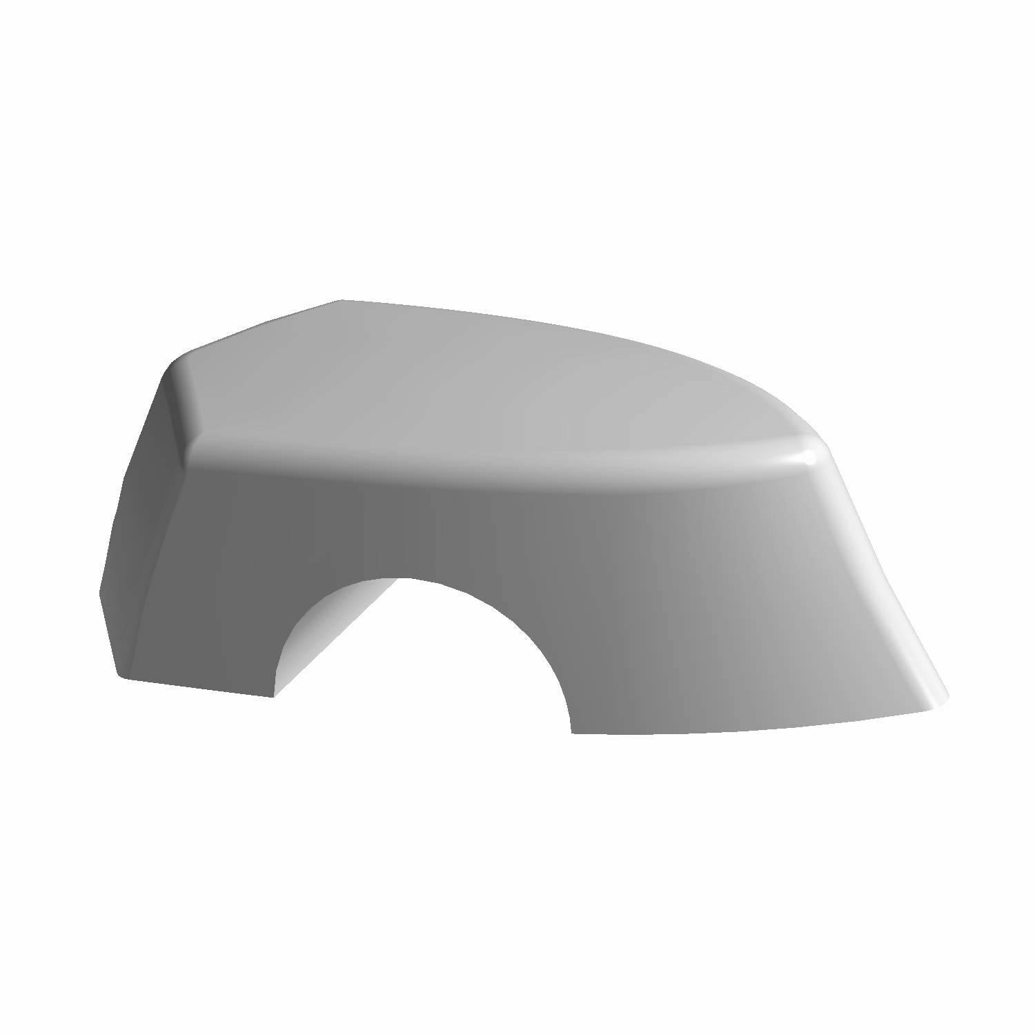 Flat black aluminum handlebar riser cap with smooth, angled design and curved cutout.