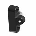 Black metal floorboard mount with curved pivot and two circular mounting holes.
