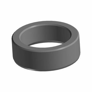 A 3D rendering shows a solid, dark gray cylindrical Drive Pulley Spacer by Polaris, featuring a hollow center, smooth surfaces, and uniform thickness, resembling a ring on a white background.