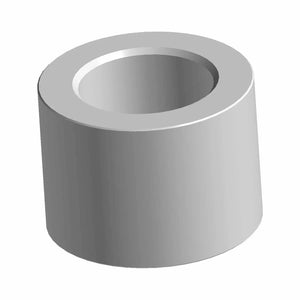 A 3D rendering of a gray, hollow, cylindrical Ratchet Spring Spacer by Polaris with a beveled edge is displayed on a white background.