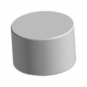 Silver cylindrical metal valve tappet with smooth, flat top and rounded sides.