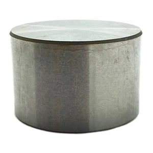 Cylindrical metal valve tappet with flat top and smooth, silver-gray finish.