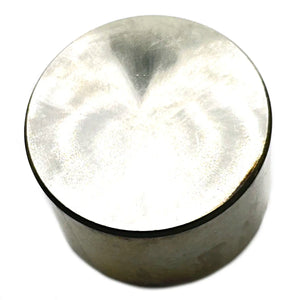 Round metallic valve tappet with smooth, shiny silver finish and solid cylindrical shape.
